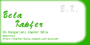 bela kapfer business card